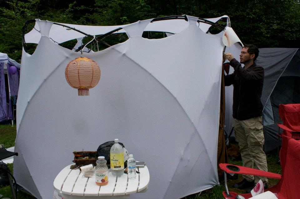 Firefly yurt made from bamboo and cloth.